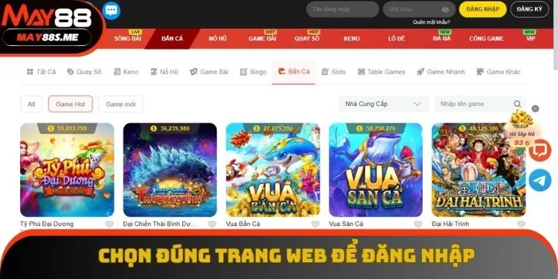 Chọn đúng trang để vào nick chơi game Chọn đúng trang để vào nick chơi game